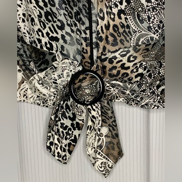 Joseph Ribkoff - Multi Print Blouse With Zipper Front And Oversized Cuffs - Picture 9 of 12